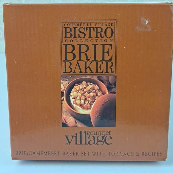 Gourmet du Village Bistro Collection Brie Baker Orange/Brown EUC In Original Box - Picture 1 of 12